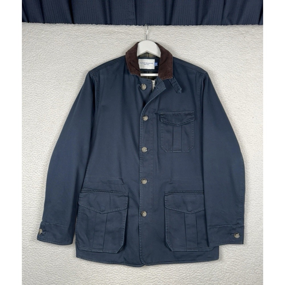 Peter Manning Navy Blue Flannel Lined Field Barn Chore Jacket Men's 3 (Medium)